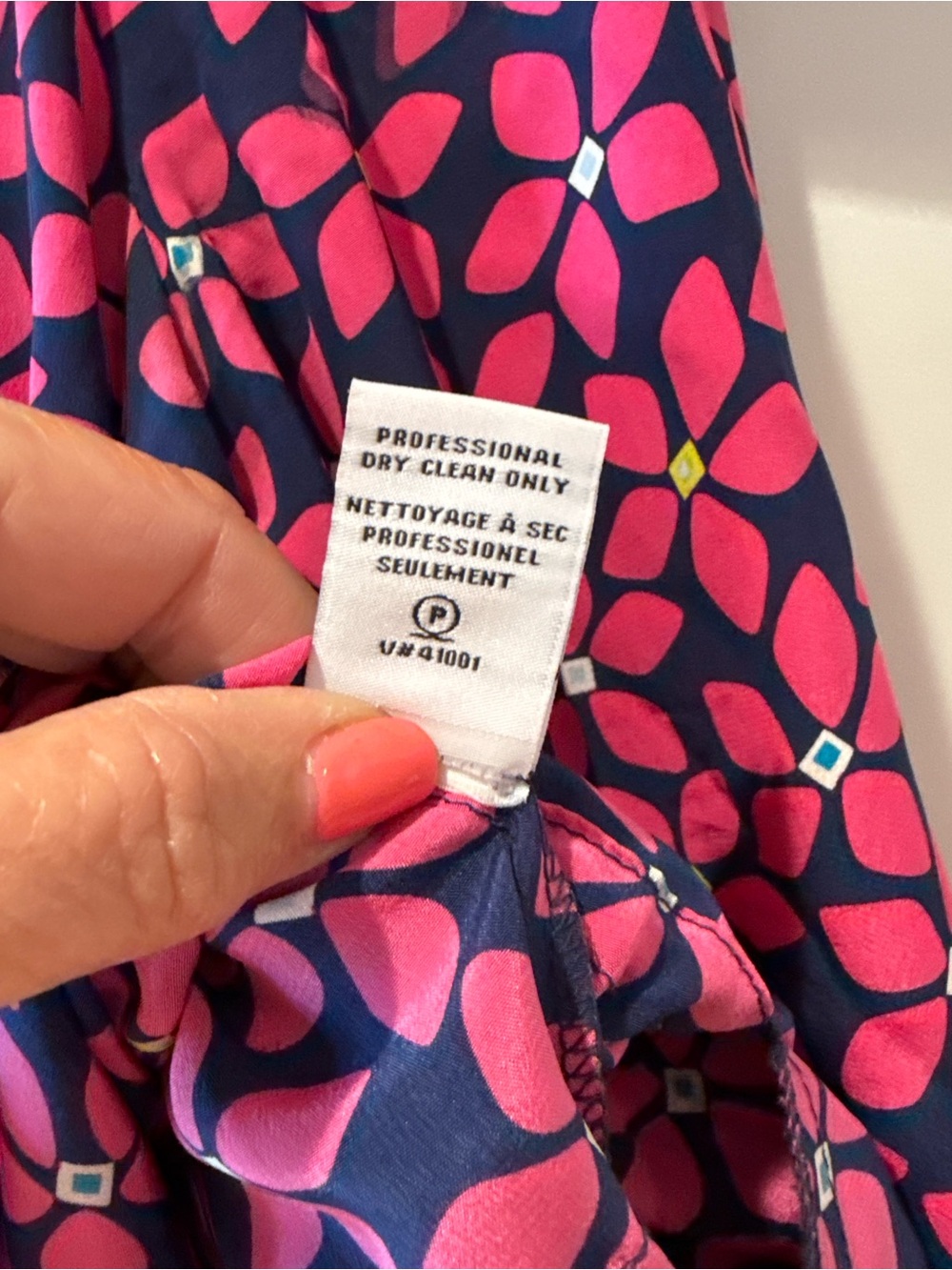 DVF Diane von Furstenberg Freya Silk Dress Pink Navy Floral Drawstring - Picture 6 of 12